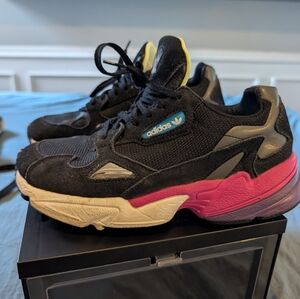 Adidas Falcon  Black and Shock Pink Sneakers Women's Size 6